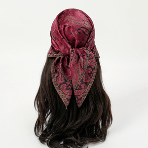 Foulard en Soie de Luxe 70*70cm Carré Imprimé Paisley Rétro pour Femme, Châle, Bandeau, Petits Foulards pour Cheveux, Mouchoir Féminin, Hijab - Product Image 3