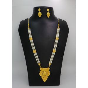 Ensemble de bijoux collier avec boucles d'oreilles en laiton pur plaqué or Ensemble de bijoux collier design indien de haute qualité - Product Image 3