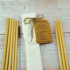 Pailles en bambou réutilisables et écologiques BEST-SELLER avec kit de brosses de nettoyage pour smoothies, bubble tea et autres boissons de chez Blue Lotus - Product Image 2