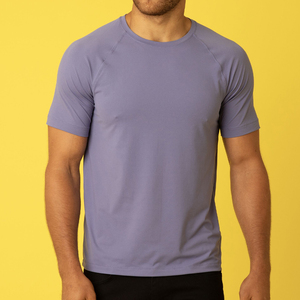 Soft Polyester <b>Men's</b> Regular Fit <b>Grey</b> T-<b>Shirt</b> Front Knitted Breathable Short Sleeve Crew Neck Casual Street Style Tee - Product Image 1