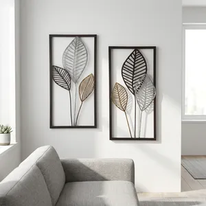 Juego de 2 piezas de arte metálico para decoración del hogar |   Arte Decorativo Moderno de Metal para Colgar en la Pared, para Sala de Estar, Dormitorio, Oficina, Decoración de Interiores - Product Image 3