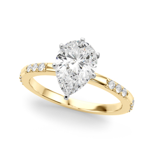 IGI Certified Pear Cut Lab Grown Diamond <b>Solitaire</b> Wedding <b>Ring</b> with Side Accents Rhodium Plated 10K/14K/18K Gold 925/935 <b>Silver</b> - Product Image 2