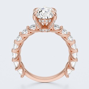 Glamorous 925 Silver Rose <b>Gold</b> Pear CZ <b>Ring</b> Twisted Leaf Band Women Party Wear Fashion Jewelry - Product Image 1