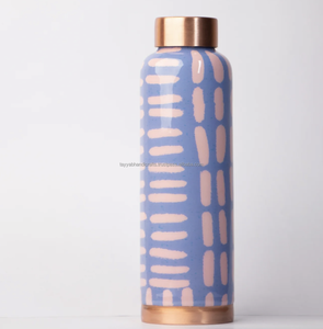 Bouteille d'eau personnalisée en cuivre émaillé imprimé 100% bouteille d'eau en cuivre pur anti-fuite pour cadeau de mariage d'affaires usage quotidien - Product Image 6