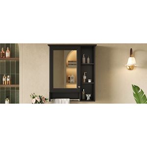 Specchio da Bagno a Parete 3-in-1 da 24 Pollici con Armadietto e Ripiano Regolabile ad Alta Definizione #   Specchi da Bagno # - Product Image 6