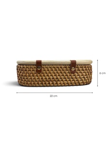 Cesta de Almacenamiento de Mimbre Tejida a Mano con Tapa y Asas, Organizador Ovalado de Mimbre para Cocina, Almacenamiento Natural para el Hogar, 22x10x6cm - Product Image 3
