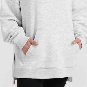 เสื้อฮู้ดดี้ผู้หญิงพรีเมียมสำหรับฤดูหนาว ทรงยาว  โลโก้สั่งทำได้  ผ้าฝ้ายโอเวอร์ไซส์  แบบเรียบ  ขายส่งจากโรงงาน  เสื้อฮู้ดดี้สตรีทแวร์ - Product Image 6