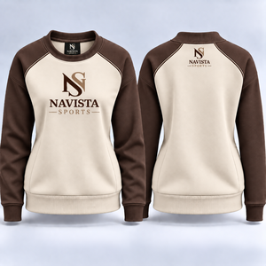 Navista Sports <b>Black</b> Crewneck Sweatshirt Raglan Sleeve Pullover <b>Women</b> Regular Fit Winter Wear Breathable <b>Fleece</b> 100% Embroidery - Product Image 5