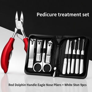 Juego de 9 Piezas de Cortaúñas de Acero Inoxidable Plateado con Detalles Negros, Set de Manicura y Pedicura, Cortador de Uñas Encarnadas - Product Image 3