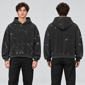 Sweat-shirts à épaules tombantes ornés de strass, style pull, pour un look décontracté au quotidien, vêtements de week-end, tenue de loisirs, détails décoratifs - Product Image 5