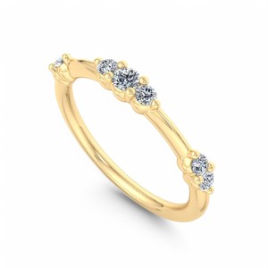Bague de mariage minimaliste en or avec cluster de diamants de laboratoire ronds, bague empilable pour anniversaire, pour femme - Product Image 4