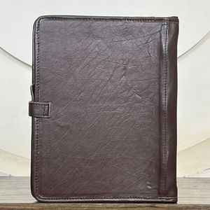 Porte-documents en cuir de vachette véritable avec fermeture éclair, organiseur à anneaux, bloc-notes, organiseur professionnel Super Septembre - Product Image 5