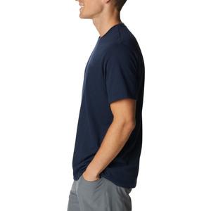 Camiseta de Manga Corta con Cuello Redondo para Hombre, Color Azul Marino, 100% Algodón, Corte Regular, Informal, Color Sólido, Tejido de Punto Jersey - Product Image 6