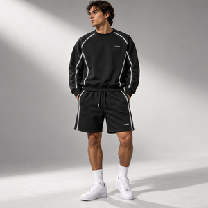 Vêtements en coton doux de qualité supérieure pour hommes, ensemble sweat-shirt et short pour tous les jours, au toucher doux et à la coupe confortable, pour un confort et un style optimaux. - Product Image 3
