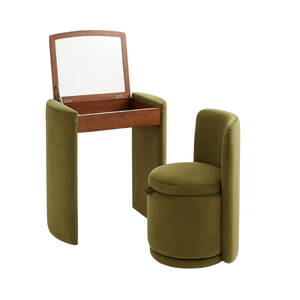 Tocador de Maquillaje al por Mayor, Mini Tocador Tapizado Personalizado con Espejo y Taburete, Mueble de Baño de Madera al por Mayor - Product Image 4