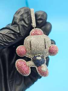 Colgante Murakami Panda Iced Out de Plata 925, Colgante Hip Hop con Moissanita VVS, Colgante de Dibujos Animados Personalizado, Joyería Fina para Regalos de Cumpleaños - Product Image 5