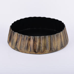 Juego de 2 macetas de Metal de diseño acanalado, para uso interior y exterior, vajilla y plantas de suelo - Product Image 3