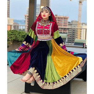 Robes afghanes pour femmes de haute qualité, tailles et couleurs personnalisées, robe afghane avec dentelle, pompon et boutons décoratifs, robe afghane pour femmes - Product Image 2