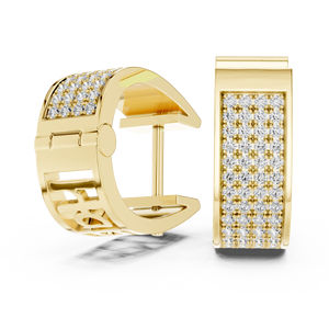 Boucles d'oreilles créoles de luxe en or jaune 18 carats avec diamants de laboratoire pour femme, micro-pavé premium, taille brillant, poids total 0,624 carat - Product Image 2