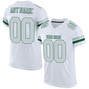 Wholesale Direct OMMIZ INDUSTRY Custom White <b>Silver</b>-Green Mesh Authentic Football Jersey - Product Image 1
