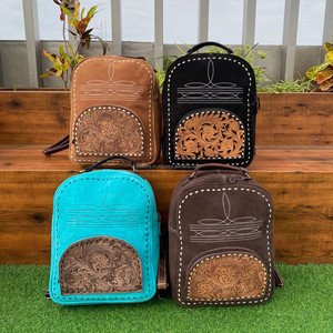 Mochila para portátil de cuero de ante turquesa con herramientas a mano, mochila para ordenador portátil de cuero genuino de lujo para mujer, viaje de transporte oculto occidental - Product Image 2