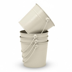 Ensemble de 4 seaux en métal minimalistes, peints par poudrage, durables, pour la décoration de la maison, jardinières pour fleurs, seaux faits à la main pour l'extérieur - Product Image 6