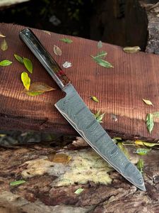 Cuchillo de Chef Artesanal de Acero de Damasco de 7 Pulgadas con Mango de Resina y Funda de Cuero, Cuchillos de Supervivencia al por Mayor para Camping - Product Image 5