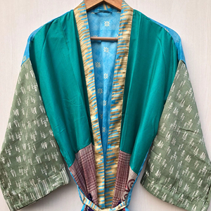 Robe Kimono en Soie Longue Exquise, Style Bohème, Respirante, Luxe, Légère, Longueur Genou, pour Femme - Product Image 1