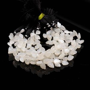 ลูกปัดมูนสโตนสีขาวรูปใบไม้ แกะสลักด้วยมือ ขนาด 10-11 มม. สำหรับทำเครื่องประดับ - Product Image 4