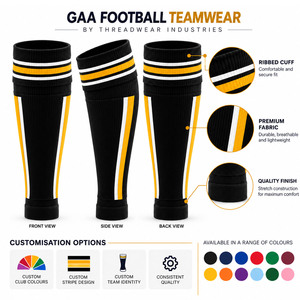 Custom Gaelic <b>Sock</b> <b>Sleeves</b> Gaelic <b>Football</b> Team Knitted Sports <b>Sock</b> <b>Sleeves</b> with Stripes | Wholesale Sportswear High Quality Kit - Product Image 4