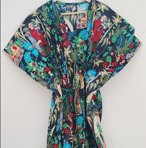 Vestido Kaftan Maxi con Cuello en V, Manga Corta, Corte Holgado, Cintura Ajustable, Tela de Algodón Transpirable, Vestido Casual de Verano - Product Image 3