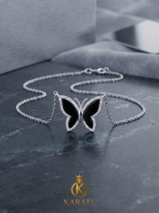 Collar con colgante de mariposa de plata 925 con moissanita para mujer - Product Image 4