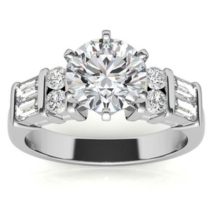 Round Cut Moissanite <b>Ring</b> 925 Sterling <b>Silver</b> White Gold Plated Luxury Classic <b>Solitaire</b> Engagement Wedding Promise Bridal <b>Ring</b> - Product Image 1