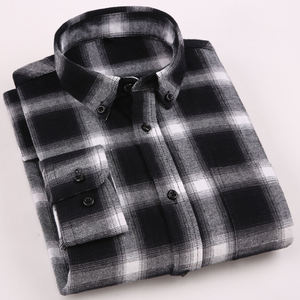 เสื้อเชิ้ตแขนยาวผ้าฝ้ายแฟลนเนลผู้ชายแบบสั่งทำ OEM จากโรงงานโดยตรง สไตล์ลำลอง พิมพ์ลาย กระดุมเขาสัตว์ คอปกแบบกะลาสี เป็นมิตรกับสิ่งแวดล้อม - Product Image 3