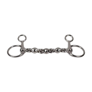 Bocado de acero inoxidable para caballo con boquilla de 3 alambres trenzados y discos grandes - Product Image 5