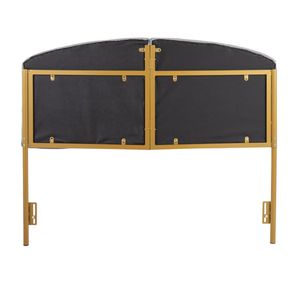 Cabecera de Cama Queen Lindsey en Acero Dorado y Terciopelo Gris, Camas Tapizadas Contemporáneas/Glam - Product Image 4