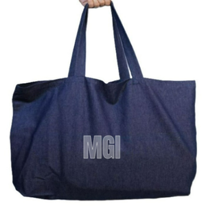 กระเป๋าผ้าแคนวาส MGI เป็นมิตรกับสิ่งแวดล้อม ใช้ซ้ำได้ ผลิตจากผ้าฝ้าย 100% ปิดด้วยซิปและกระดุม สายสะพายยาว ดีไซน์โลโก้ตัวอักษร สำหรับผู้หญิง - Product Image 4