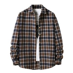 2026 Stylish Flannel Shirt Men's Plaid Long Sleeve Button Down Casual <b>Brushed</b> Cotton Customized Color Design High Quality - Product Image 3