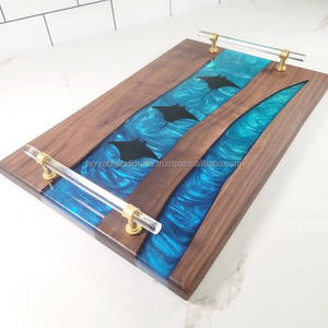 Resin Wood Serving Tray for Serving <b>Fruits</b> New Wood Tray Latest Food Tray for Serving Food from India - Product Image 5