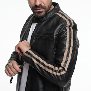 <b>Men</b> Coated Long <b>Thin</b> Leather <b>Jacket</b> Stylish Slim Fit Breathable High Grade Winter Fashion - Product Image 5