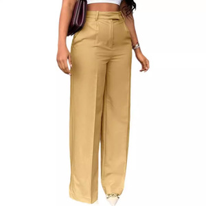 Pantalones de Vestir para Mujer de Buena Calidad, Prácticos, Formales, de Pierna Ancha, Cintura Alta, Transpirables, con Bolsillos Laterales Personalizados - Product Image 4