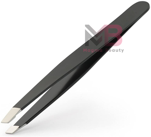 Pince à épiler de précision en acier inoxydable personnalisée à pointe inclinée pour sourcils, poils incarnés, points noirs et élimination des éclats cutanés - Product Image 6