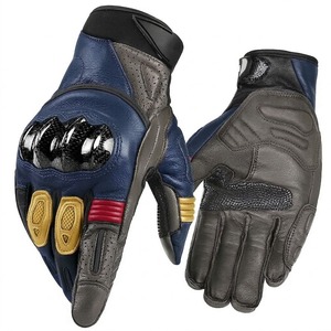 Biker Motorbike Leather <b>Gloves</b> Carbon Fiber Knuckle Protection <b>Touchscreen</b> Racing <b>Gloves</b> Europe Trend Wear - Product Image 2