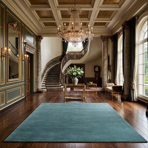 Alfombra de Color Verde Azulado Sólido |   Alfombra Moderna de Lana Tufted a Mano, Estilo Minimalista, Suave, Contemporánea, para Sala de Estar, Dormitorio, Decorativa - Product Image 4