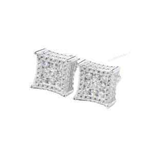 Hip Hop Customized Fully Iced Out 10mm <b>Square</b> Moissanite Pave Setting Gold Plated Unisex Stud Earrings Gift - Product Image 1