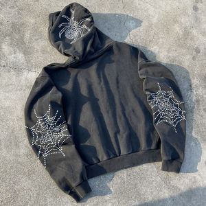 Nueva Sudadera con Capucha Holgada de Algodón con Cremallera, Estilo Urbano, Personalizada, Vintage, Desgastada, con Lavado Ácido y Pedrería, para Fabricantes - Product Image 2