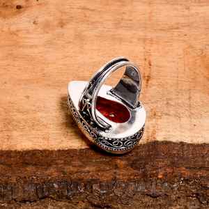 Bague en tourmaline rose et quartz rutile, forme poire, argent sterling 925, bijou artisanal, cadeau pour femme - Product Image 6