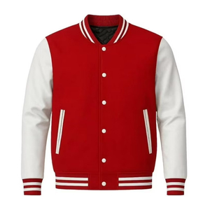 OEM Customized LOGO Stand Letter Street Style Embroidery Casual Varsity Jacket Nylon/Cotton Sleeves <b>Extra</b> <b>Large</b> Size for Men - Product Image 1