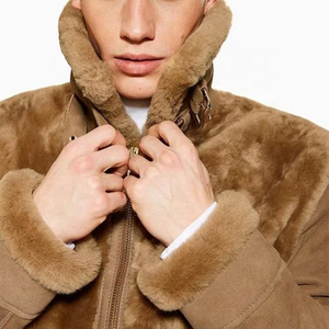 Trending suede faux shearling aviator <b>jacket</b> sheep fleece <b>b3</b> shearling <b>bomber</b> <b>jacket</b> mens sherpa <b>jacket</b> - Product Image 2