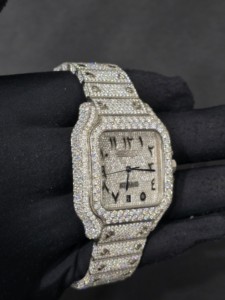 Luxury Stainless Steel Square Sapphire Crystal Dial Moissanite Accented Sport Men's <b>Mechanical</b> <b>Watch</b> with Bracelet Clasp 40mm - Product Image 3